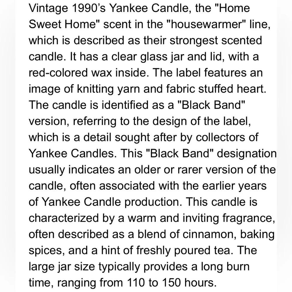 Yankee Candle Jar Home Sweet Home Rare Vintage Black Band Burgundy Mauve Red